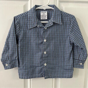 Izod 2T toddler boys blue checkered button down long sleeve dress shirt